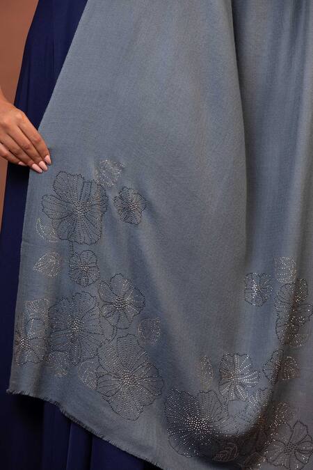 Modarta Grey Bead Embroidered Shawl Online at Aza Fashions Modarta_Grey Bead Embroidered Shawl _Online_at_Aza_Fashions