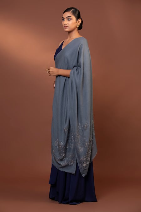 Buy Modarta Grey Bead Embroidered Shawl Online at Aza Fashions Buy_Modarta_Grey Bead Embroidered Shawl _Online_at_Aza_Fashions