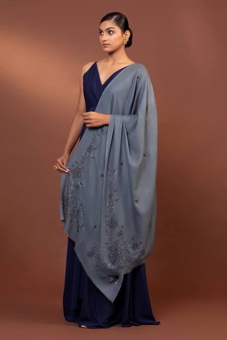 Buy Modarta Grey Swarovski Studded Stole Online at Aza Fashions Buy_Modarta_Grey Swarovski Studded Stole _Online_at_Aza_Fashions