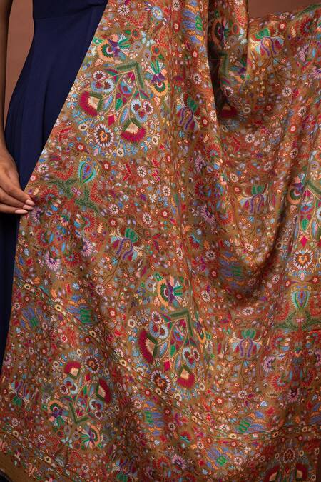 Buy_Modarta_Multi Color Floral Embroidered Shawl _Online_at_Aza_Fashions