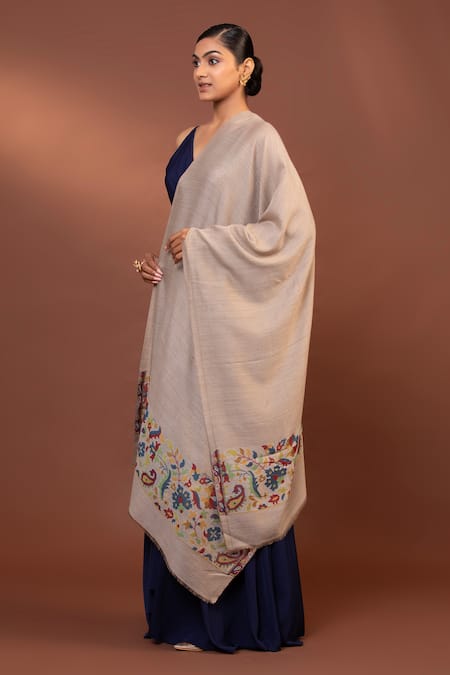 Shop Modarta Pink Wool Border Woven Shawl at Aza Fashions Shop_Modarta_Pink Wool Border Woven Shawl _at_Aza_Fashions