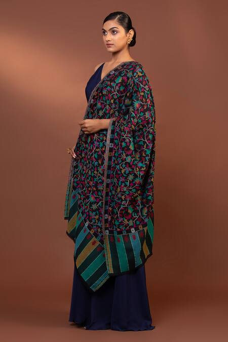 Buy Modarta Blue Abstract Floral Woven Shawl Online at Aza Fashions Buy_Modarta_Blue Abstract Floral Woven Shawl _Online_at_Aza_Fashions