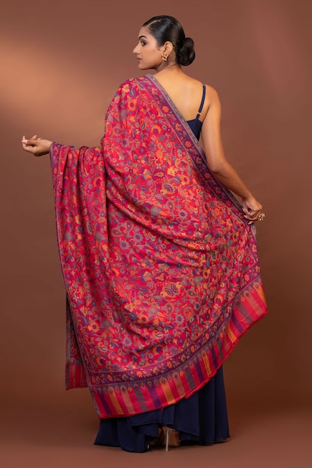 Shop Modarta Red Paisley Woven Shawl at Aza Fashions Shop_Modarta_Red Paisley Woven Shawl _at_Aza_Fashions