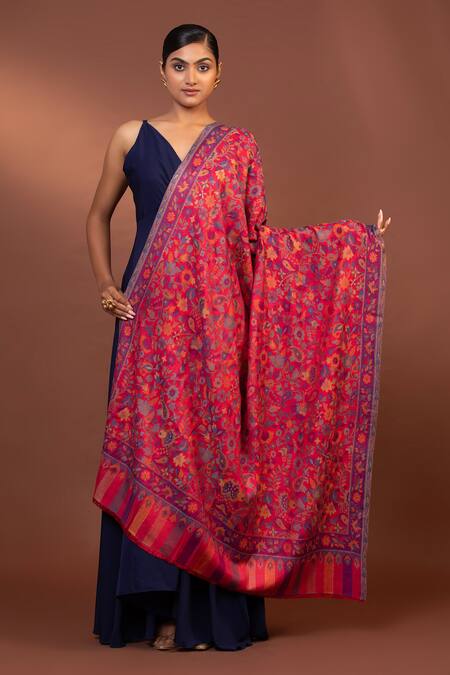 Modarta Red Paisley Woven Shawl Online at Aza Fashions Modarta_Red Paisley Woven Shawl _Online_at_Aza_Fashions