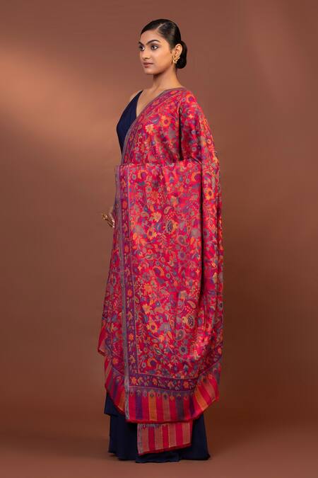 Shop Modarta Red Paisley Woven Shawl Online at Aza Fashions Shop_Modarta_Red Paisley Woven Shawl _Online_at_Aza_Fashions