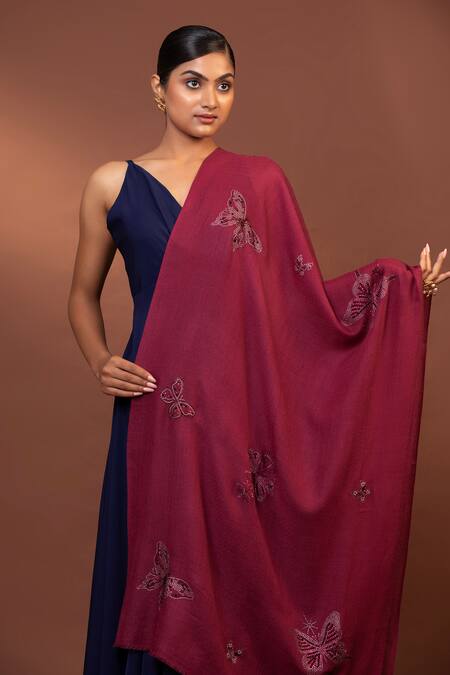 Buy Modarta Pink Butterfly Embroidered Shawl Online at Aza Fashions Buy_Modarta_Pink Butterfly Embroidered Shawl _Online_at_Aza_Fashions