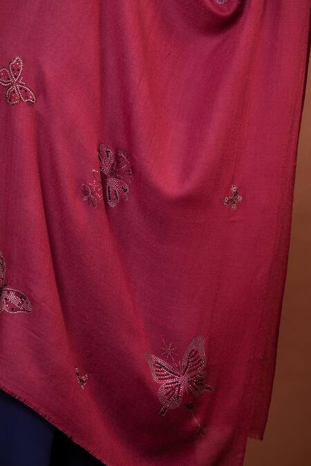 Shop Modarta Pink Butterfly Embroidered Shawl Online at Aza Fashions Shop_Modarta_Pink Butterfly Embroidered Shawl _Online_at_Aza_Fashions