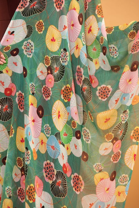 Buy_Modarta_Green Geometric Print Shawl_Online_at_Aza_Fashions