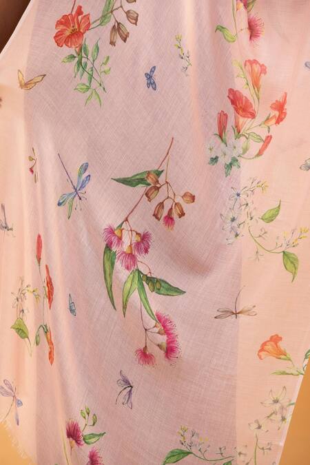 Buy Modarta Pink Florette Print Shawl Online at Aza Fashions Buy_Modarta_Pink Florette Print Shawl _Online_at_Aza_Fashions