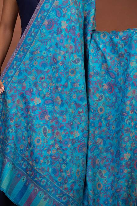 Buy Modarta Blue Paisley Floral Woven Shawl Online at Aza Fashions Buy_Modarta_Blue Paisley Floral Woven Shawl _Online_at_Aza_Fashions