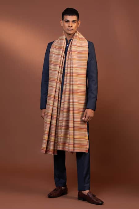Shop Modarta Multi Color Stripe Pattern Shawl at Aza Fashions Shop_Modarta_Multi Color Stripe Pattern Shawl_at_Aza_Fashions