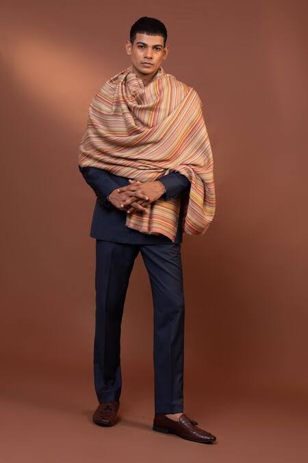 Buy Modarta Multi Color Stripe Pattern Shawl Online at Aza Fashions Buy_Modarta_Multi Color Stripe Pattern Shawl_Online_at_Aza_Fashions