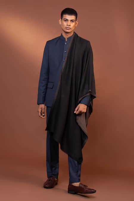 Shop_Modarta_Brown Two Tone Woolen Shawl _at_Aza_Fashions