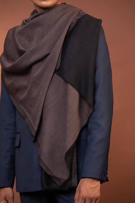 Buy_Modarta_Brown Two Tone Woolen Shawl _Online_at_Aza_Fashions
