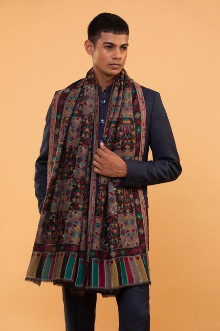 Buy Modarta Multi Color Woven Floral Tile Pattern Shawl Online at Aza Fashions Buy_Modarta_Multi Color Woven Floral Tile Pattern Shawl _Online_at_Aza_Fashions