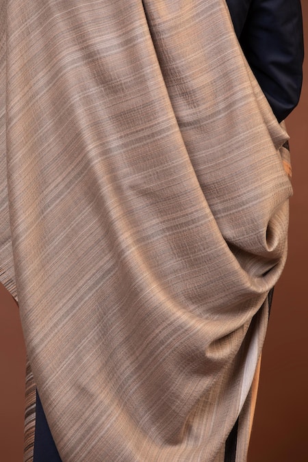 Shop_Modarta_Beige Striped Woven Border Shawl _Online_at_Aza_Fashions