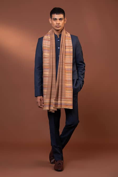 Shop_Modarta_Brown Hand Loomed Shoulder Wrap Shawl _at_Aza_Fashions