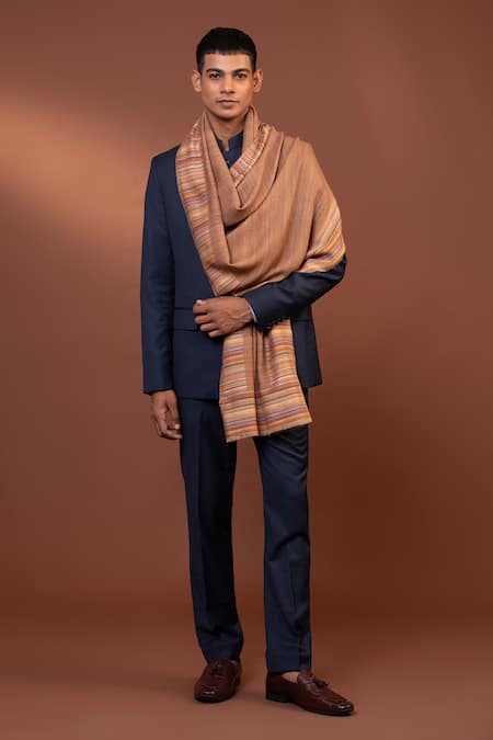 Modarta_Brown Hand Loomed Shoulder Wrap Shawl _Online_at_Aza_Fashions