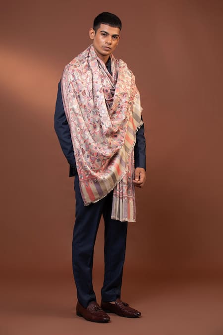Shop_Modarta_Multi Color Handmade Kashmiri Kani Wrap _at_Aza_Fashions