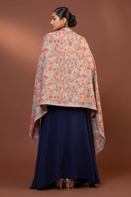 Shop Modarta Beige Two Toned Kani Weave Shawl at Aza Fashions Shop_Modarta_Beige Two Toned Kani Weave Shawl _at_Aza_Fashions