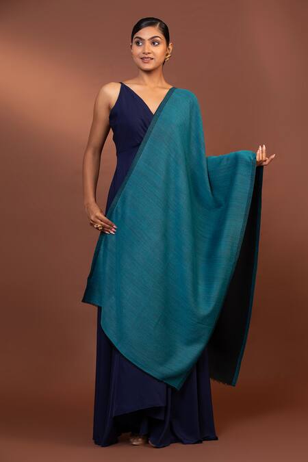 Buy Modarta Blue Reversible Fine Wool Shawl Online at Aza Fashions Buy_Modarta_Blue Reversible Fine Wool Shawl _Online_at_Aza_Fashions