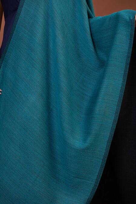 Shop Modarta Blue Reversible Fine Wool Shawl Online at Aza Fashions Shop_Modarta_Blue Reversible Fine Wool Shawl _Online_at_Aza_Fashions