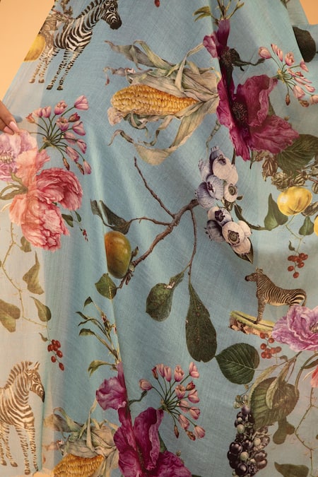 Modarta Blue Wildbloom Print Shawl Online at Aza Fashions Modarta_Blue Wildbloom Print Shawl _Online_at_Aza_Fashions