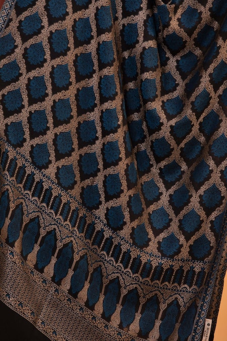 Buy Modarta Blue Sheesh Mahal Pattern Shawl Online at Aza Fashions Buy_Modarta_Blue Sheesh Mahal Pattern Shawl _Online_at_Aza_Fashions