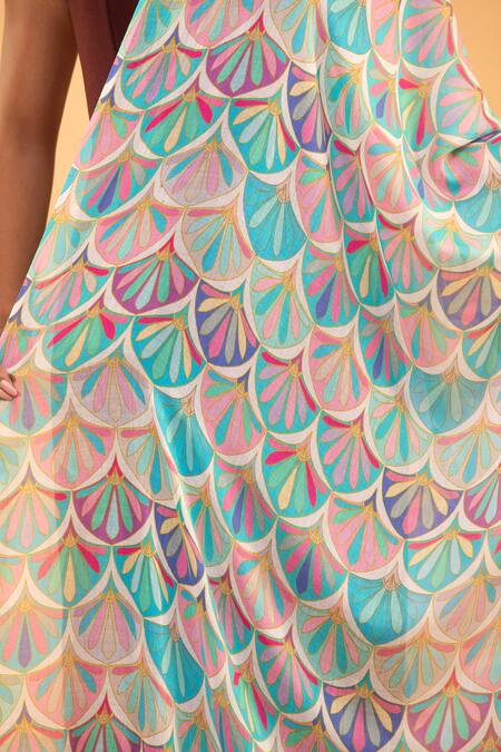 Modarta Multi Color Scallop Bloom Print Shawl Online at Aza Fashions Modarta_Multi Color Scallop Bloom Print Shawl _Online_at_Aza_Fashions