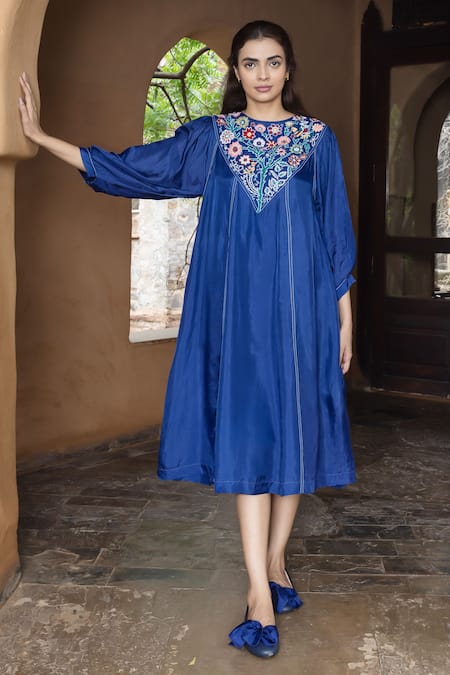 Ayaka Julian Resham Yoke Embroidered Dress 