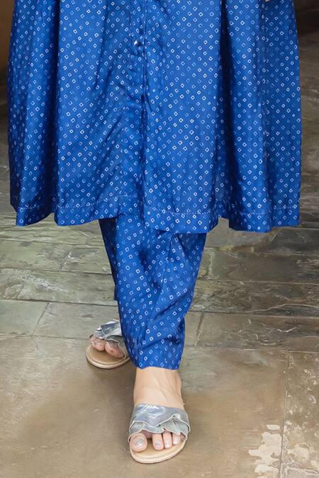 Buy_Ayaka_Blue Viscose Tabby Printed Bandhani Carly Trouser_Online_at_Aza_Fashions