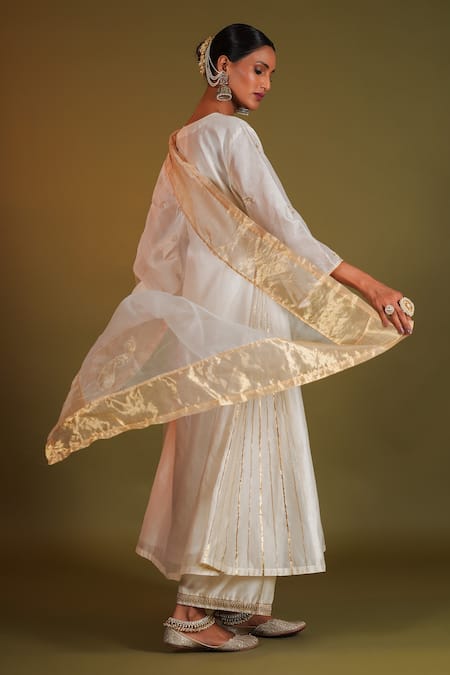 Kalakari By Akanksha Mogra Gota Patti Striped Side Kali Kurta Set 