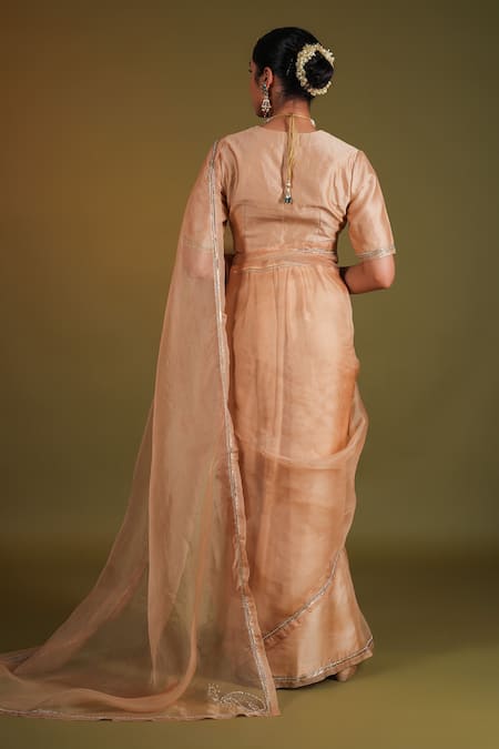 Kalakari By Akanksha Champa Sequin Lace Border Embroidered Saree With Blouse 