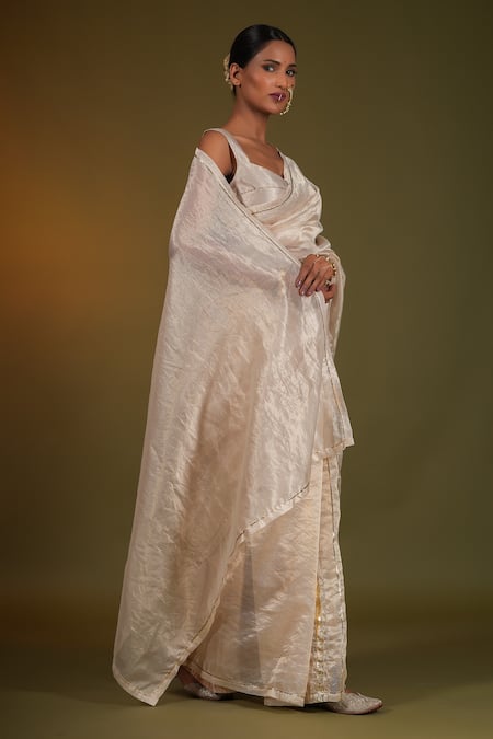 Kalakari By Akanksha Nargis Gota Striped Embellished Saree With Blouse 