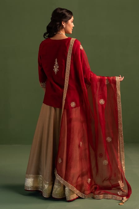Kameez Gul Gota Embroidered Kurta Lehenga Set 