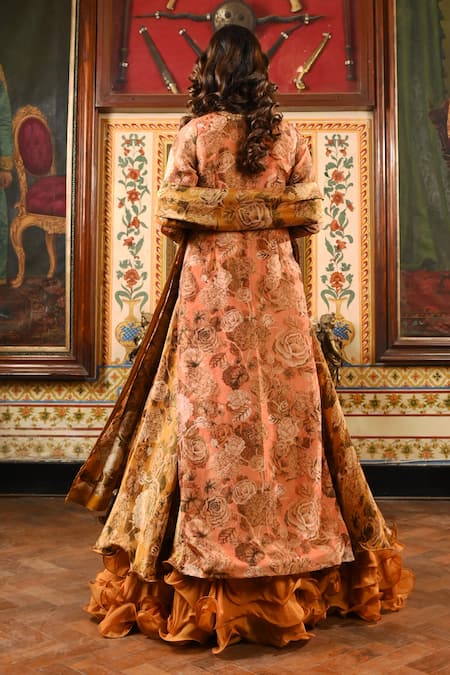 Sanam Floral Gota Embroidered Ruffle Lehenga Set