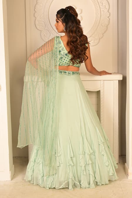 Vridhi Somaani Castelle Ruffle Lehenga Saree & Blouse Set 