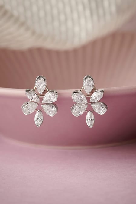 Fiona Diamonds 14kt White Gold Pear Shaped Lab Diamond Earrings 