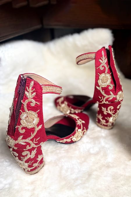 Modanta Footwear Fleur Zardosi Embroidered Bridal Heels 