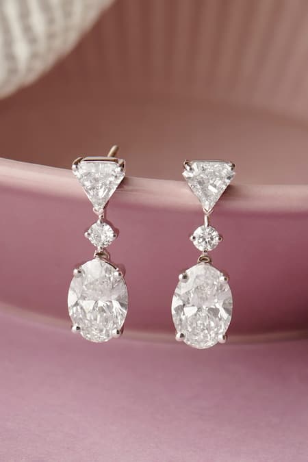 Fiona Diamonds 14kt White Gold Drop Lab Diamond Earrings 