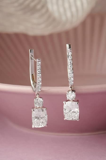 Fiona Diamonds 14kt White Gold Lab Diamond Dangler Earrings 