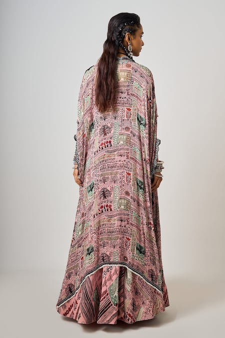 Nupur Kanoi Hand Embroidered Waist Lehenga Set With Kaftan Jacket 