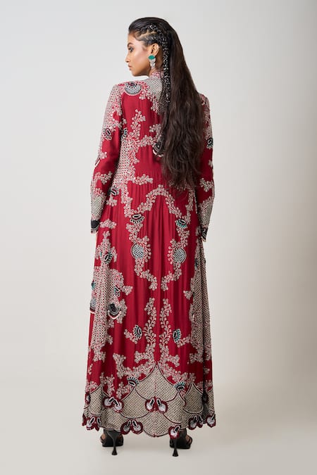 Nupur Kanoi Ethnic Tribe Embroidered Long Jacket Pick Up Skirt Set 