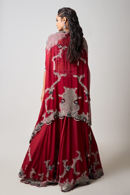 Nupur Kanoi Ethnic Ambrosia Embroidered Cape Lehenga Set 