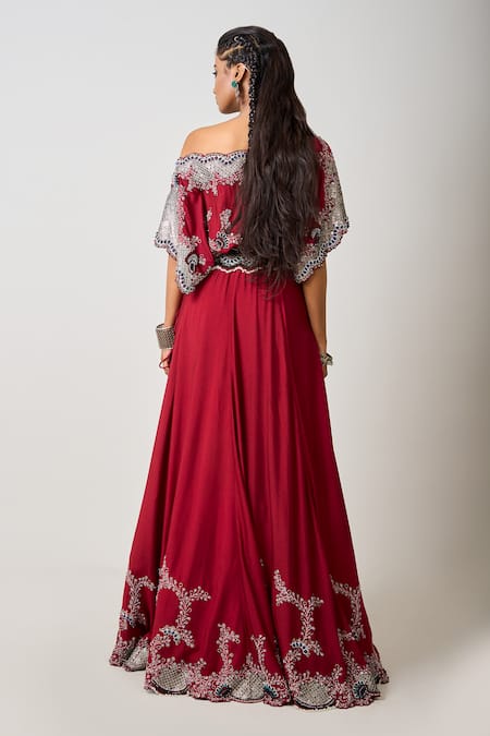 Nupur Kanoi Bloom Crest Vine Embroidered Top With Lehenga 