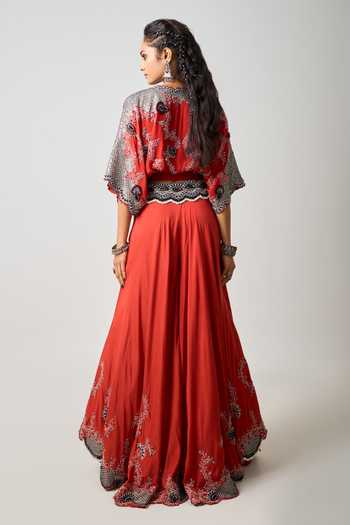 Nupur Kanoi Clover Vine Embroidered Kaftan Top With Sharara 