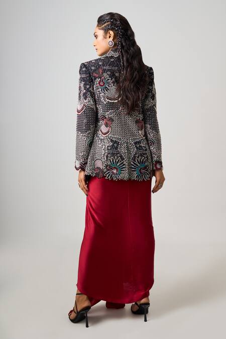 Nupur Kanoi Jaal Blossom Embroidered Blazer & Draped Dress 