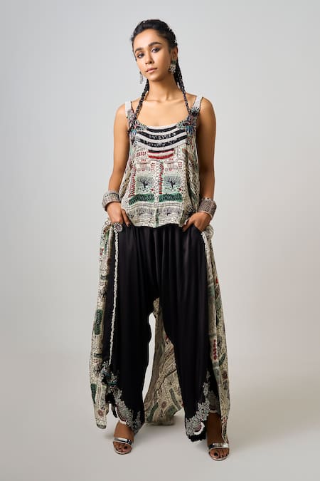 Nupur Kanoi Abstract Tribal Print Singlet Top With Pant 