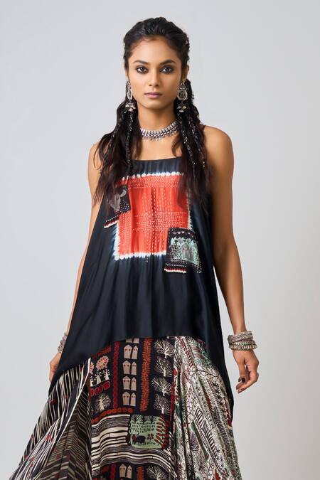 Nupur Kanoi Black Satin Embroidery Square Neck Hand Maxi Dress Online at Aza Fashions Nupur Kanoi_Black Satin Embroidery Square Neck Hand Maxi Dress _Online_at_Aza_Fashions