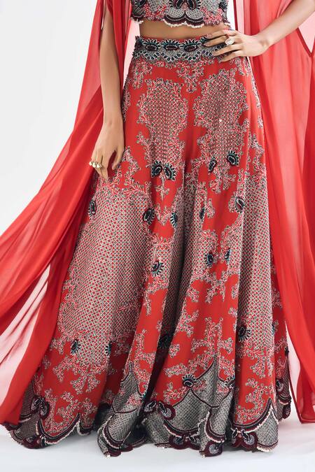 Shop Nupur Kanoi Orange Crepe, Georgette Sequins, Beads, Embroidery Cape And Hand Sharara Set Online at Aza Fashions Shop_Nupur Kanoi_Orange Crepe, Georgette Sequins, Beads, Embroidery Cape And Hand Sharara Set _Online_at_Aza_Fashions